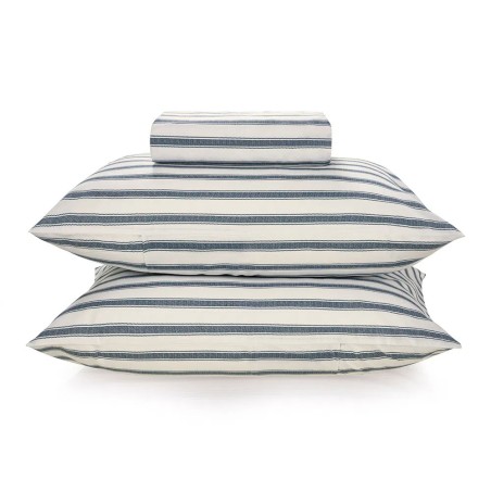 JOGO CAMA LOURENCO KARSTEN KING 193X203 BRANCO C/LISTRAS AZUL 3733964