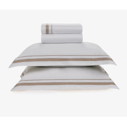 JOGO CAMA MERIDIANA TRUSSARDI 220X260 CASAL BRANCO/NOCCIOLA 3801978