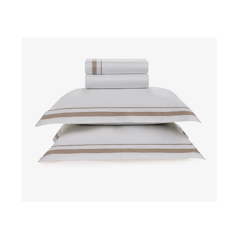 JOGO CAMA MERIDIANA TRUSSARDI 220X260 CASAL BRANCO/NOCCIOLA 3801978