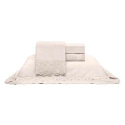 JOGO CAMA KING 260X280 300FIOS CRISTAL RENDA LUISA 4PCS MARFIM 38648