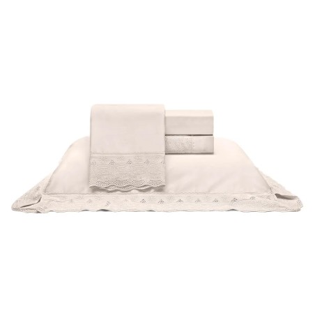 JOGO CAMA KING 260X280 300FIOS CRISTAL RENDA LUISA 4PCS MARFIM 38648