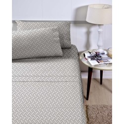 JOGO CAMA CASAL ATTUALE 150FIOS S3 CORTTEX 200X220 GEOMETRICO BEGE *00