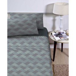 JOGO CAMA CASAL ATTUALE 150FIOS S3 CORTTEX 200X220 GEOMETRICO VERDE *0