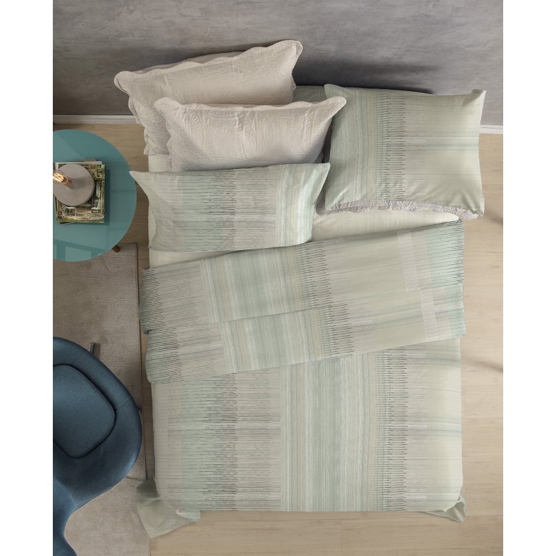 JOGO CAMA CASAL ATTUALE 150FIOS S3 CORTTEX 200X220 GEOMETRICO VERDE CA