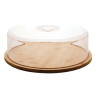 PRATO P/BOLO DE BAMBU C/TAMPA DE PLASTICO 28X28X9.5CM LYOR 1362