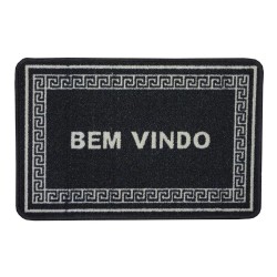 TAPETE BOUCLE BEM VINDO PRETO 40X60