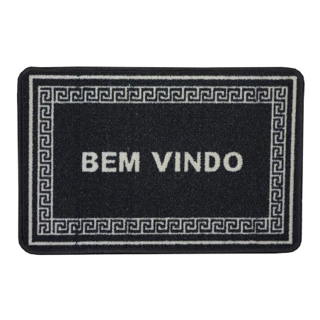 TAPETE BOUCLE BEM VINDO PRETO 40X60