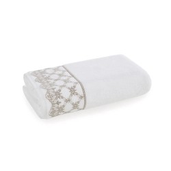 TOALHA BANHO CONSTANZA KARSTEN BRANCO/MARROM 01/2 086X150 3685812