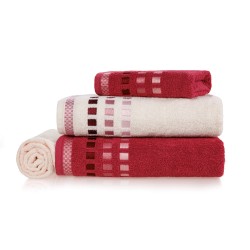 JOGO BANHO CALERA 4PCS KARSTEN 67X135 BEGE/ROSA/VERMELHO 3692672