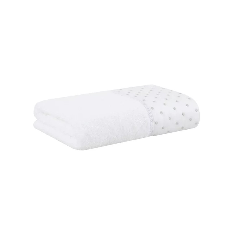 TOALHA LAVABO DOTS C/BORD BEGE BUD 30X50 BRANCO