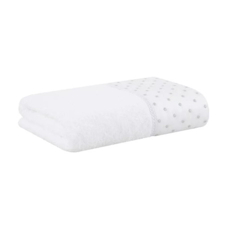 TOALHA LAVABO DOTS C/BORD BEGE BUD 30X50 BRANCO