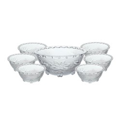 JOGO P/SOBREMESA 7PCS FOLHA VIDRO DYNASTY TRANSPARENTE 27746